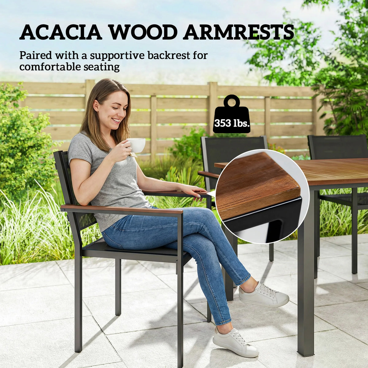 Outsunny Outdoor Dining Set With Acacia Wood Table And Chairs