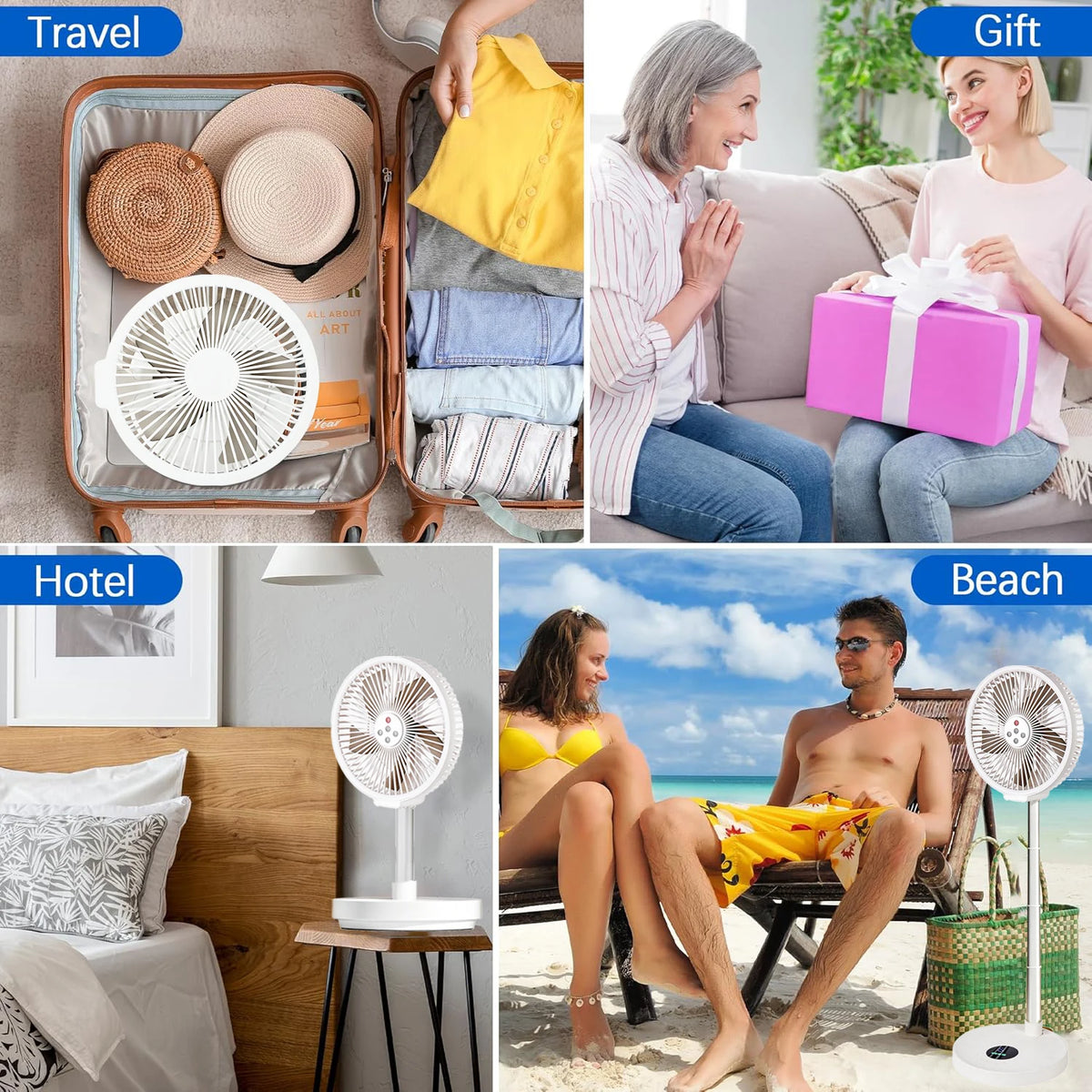 Tengkesi Remote Control Folding Fan With Silent LED Oscillation