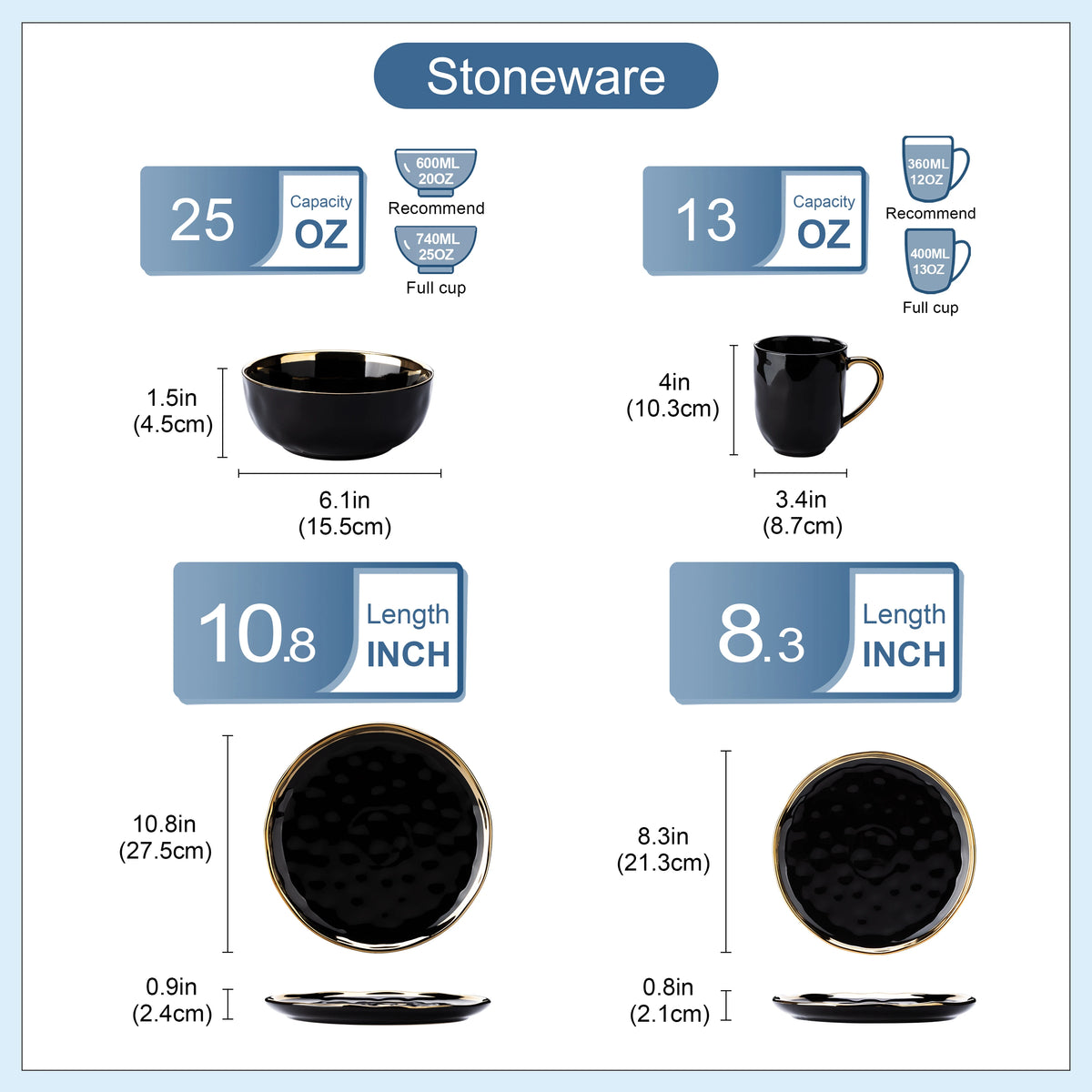 MALACASA Ceramic Dinnerware Set With Gold Trim Tableware Collection