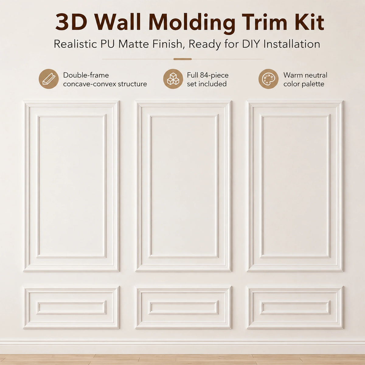 Peel And Stick Pre Cut Wainscoting Wall Molding Kit