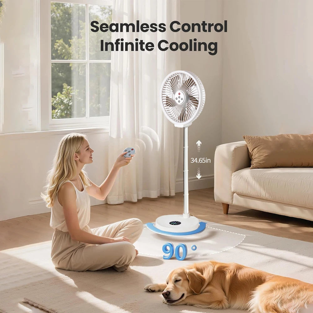 Tengkesi Remote Control Folding Fan With Silent LED Oscillation