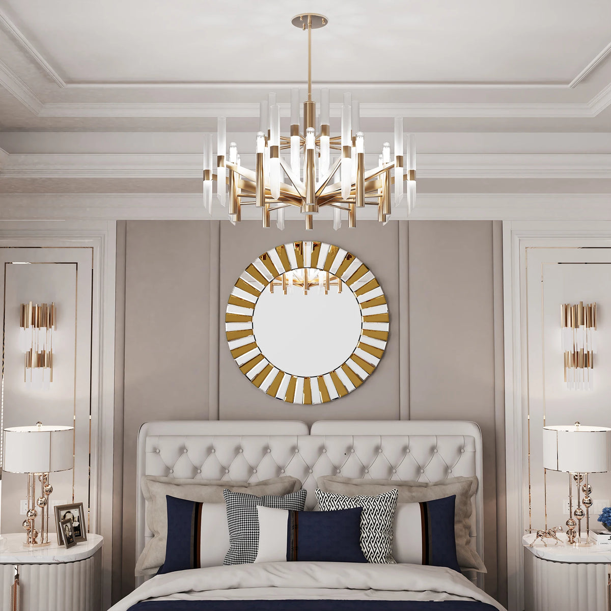 Elegant Starburst Round Wall Mirror For Living Room Decor