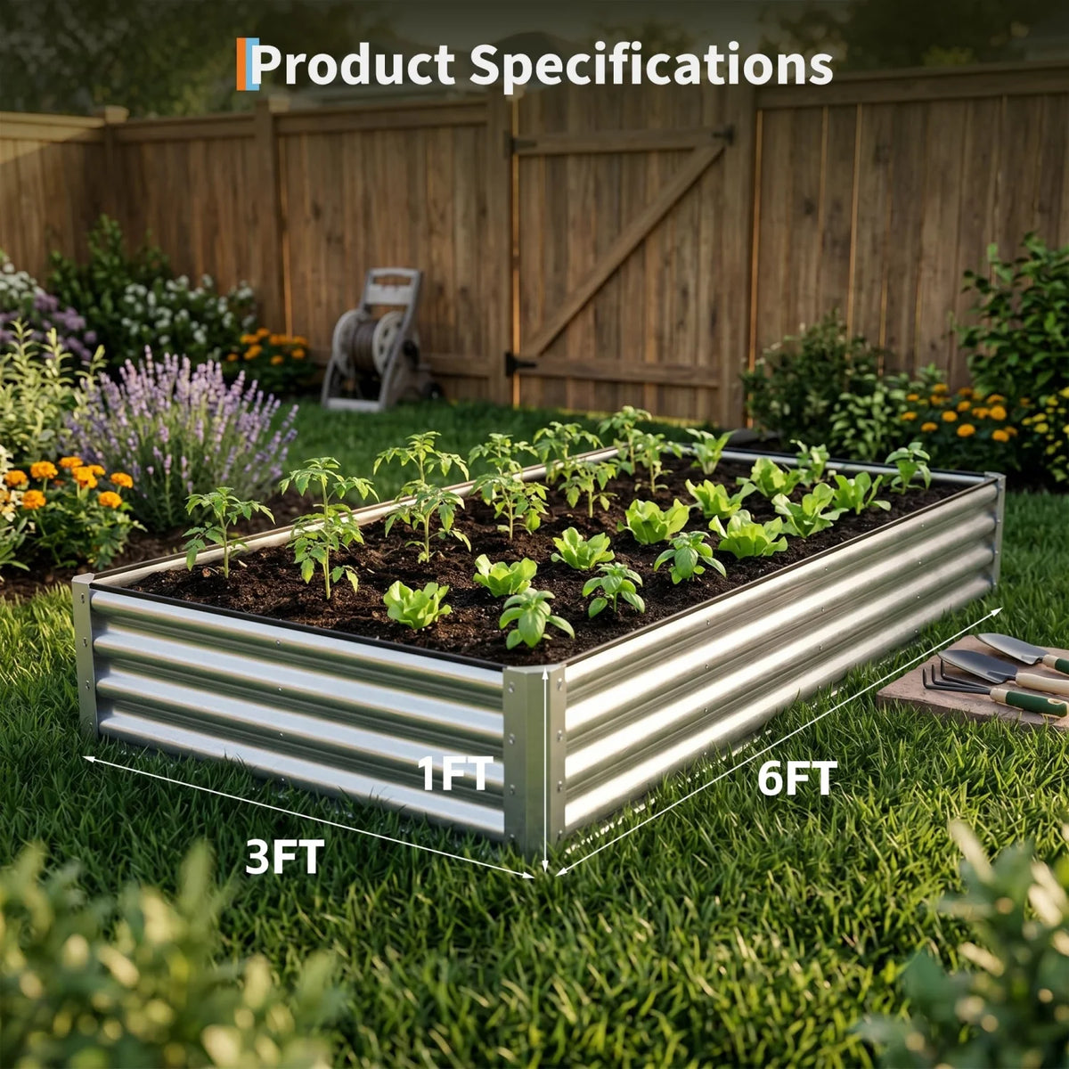 2 Pack 6x3 Ft Galvanized Steel Raised Garden Bed, Outdoor Above Ground Planter Box for Vegetables and Flowers, Metal Raised Bed for Gardening