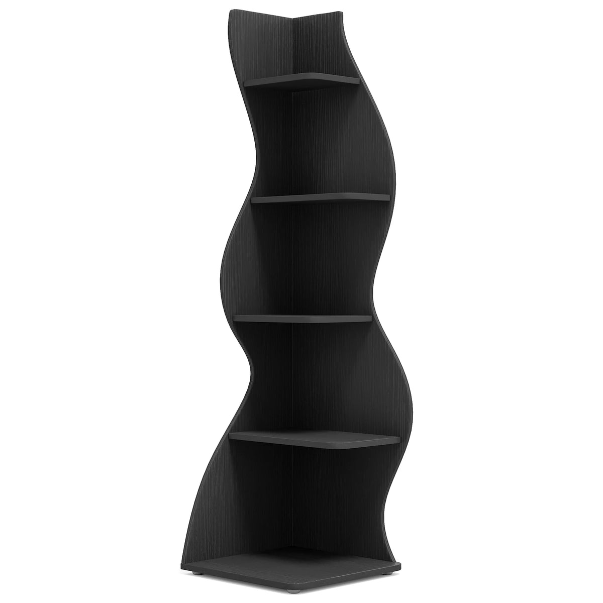 Tribesigns Modern Five Tier Wooden Wall Corner Bookshelf