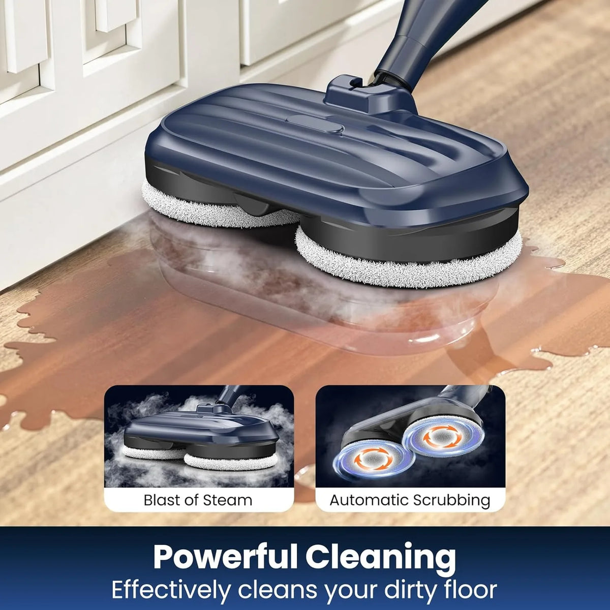 Vastorm VM6 Steam Mop With Rotating Pads And LED Headlight