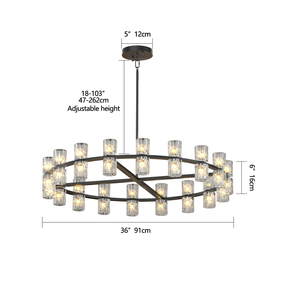 Zhikea Modern Crystal Chandelier Pendant Ceiling Light