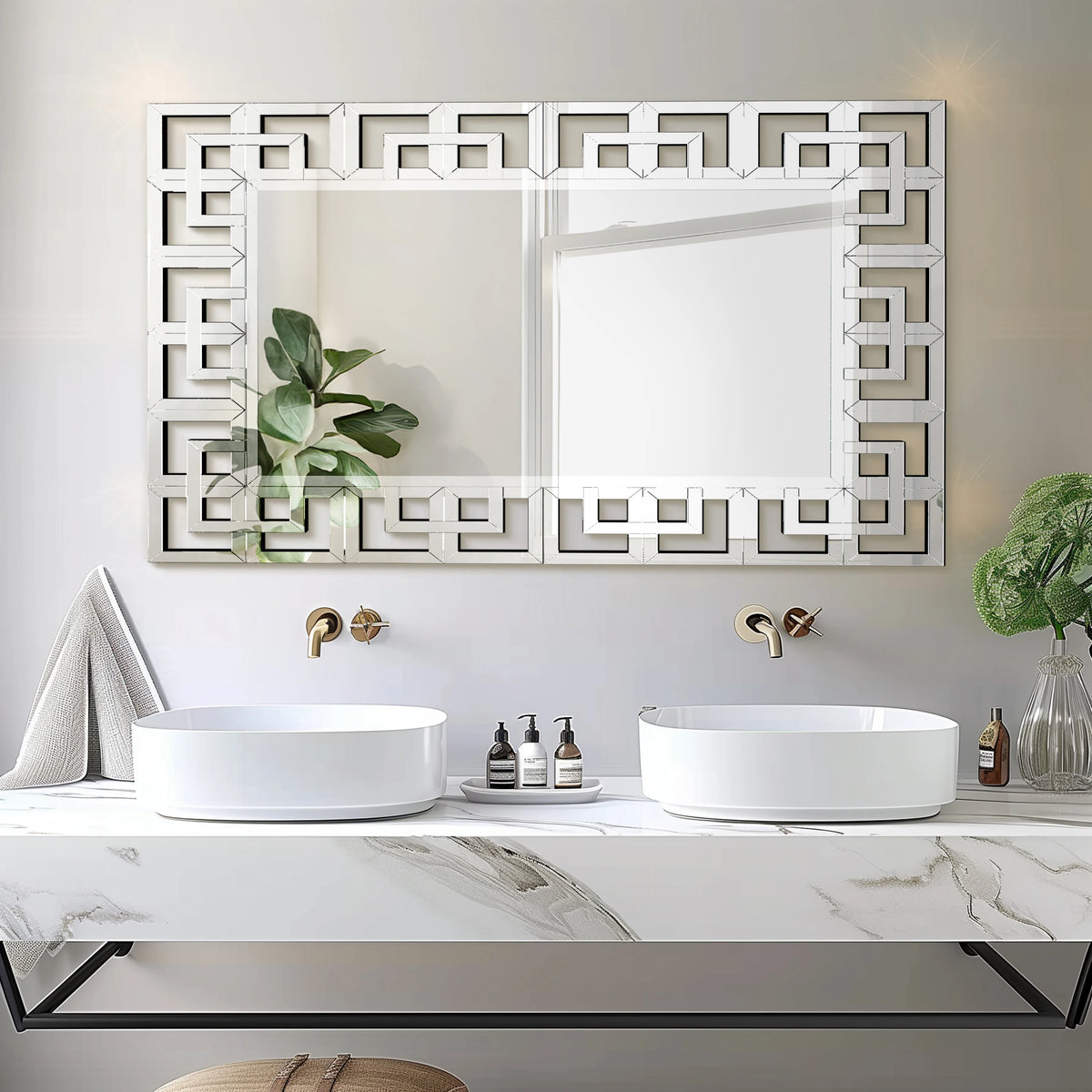 Modern Rectangular Beveled Glass Wall Mirror For Home Decor