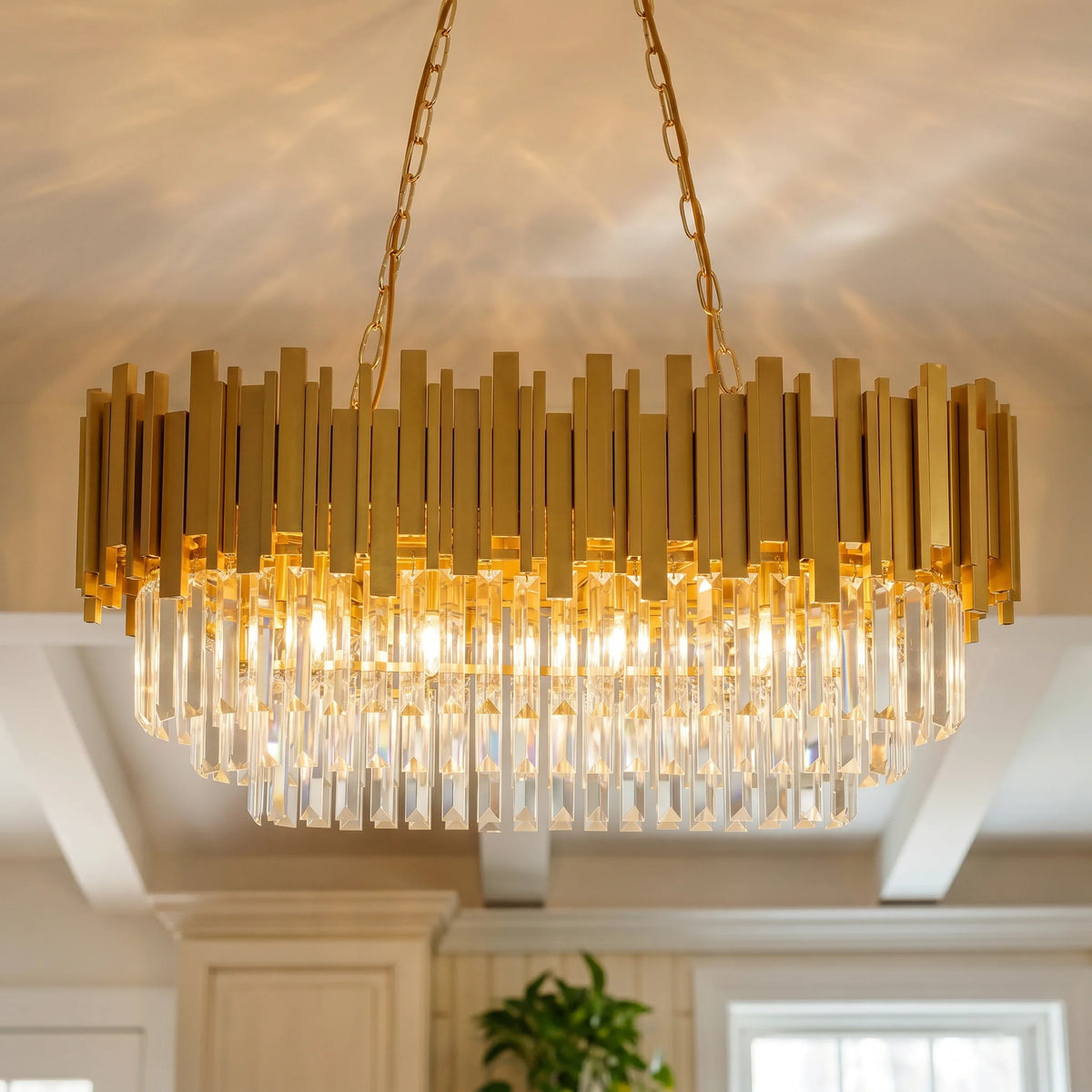 Modern Crystal Raindrop Chandelier Layered Ceiling Light Fixture