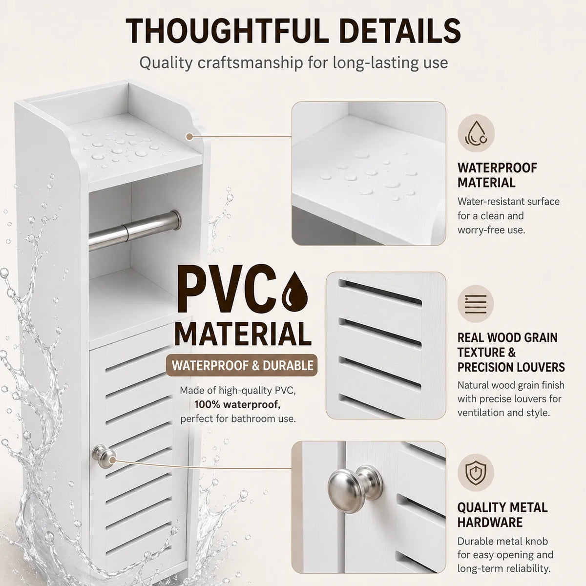 Bathroom Storage Cabinet With Toilet Paper Holder And Shelves