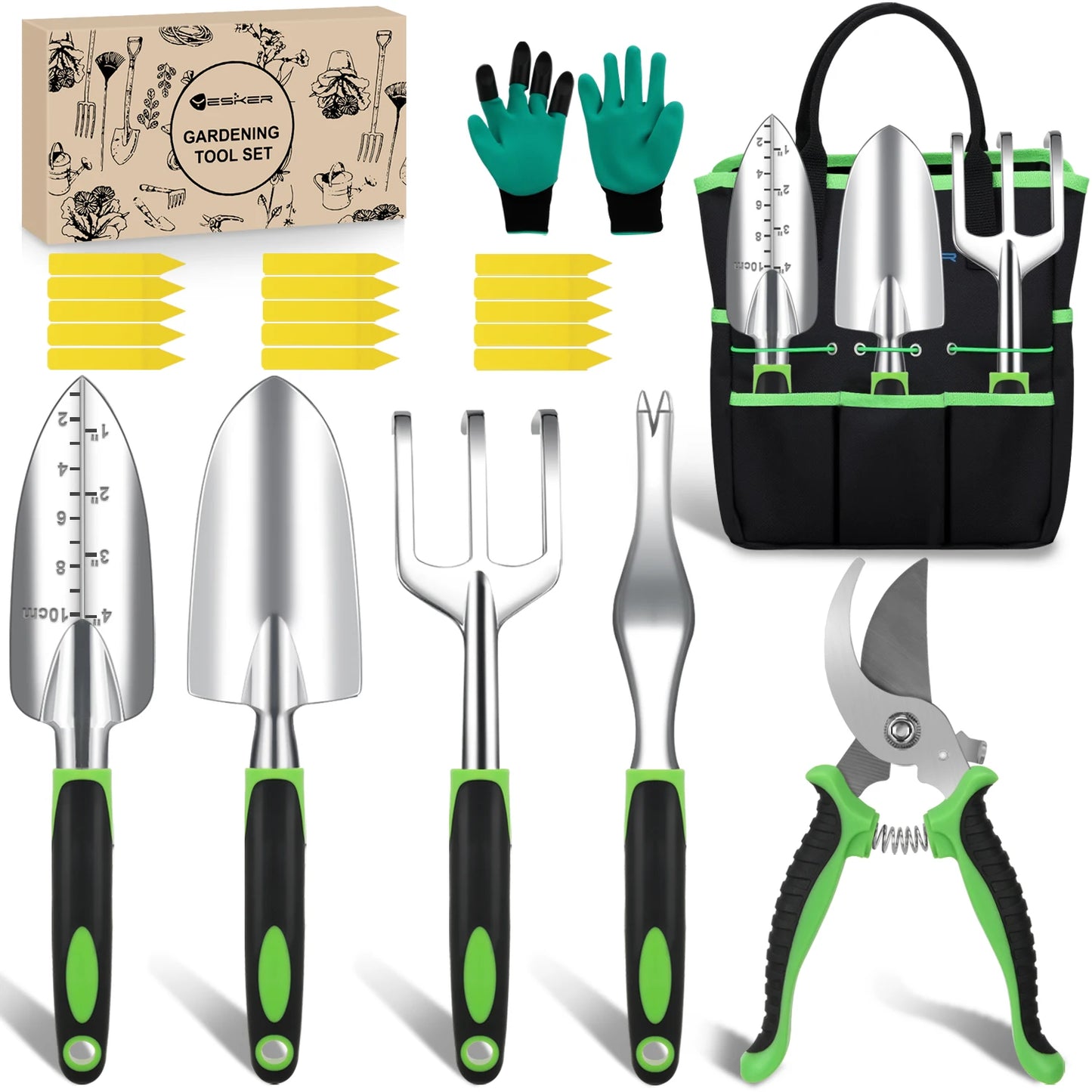 Heavy Duty Eight Piece Garden Tool Kit With Ergonomic Handles