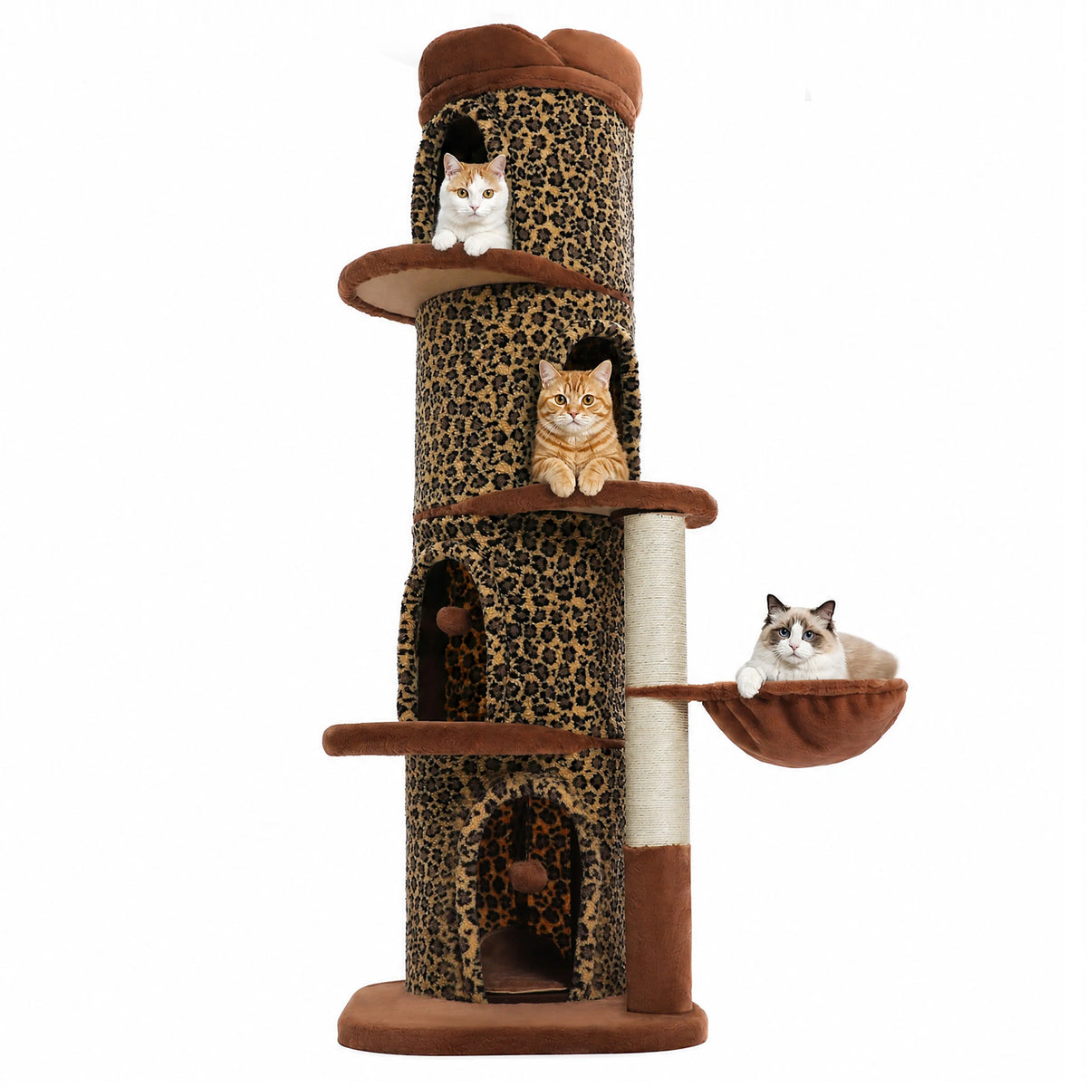 P Premium Indoor Cat Tower Featuring Four Large Cozy Condos