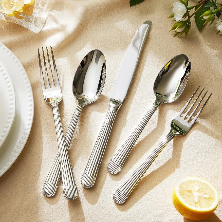 Elegant Stainless Steel Flatware Set With Durable Dishwasher Safe Cutlery