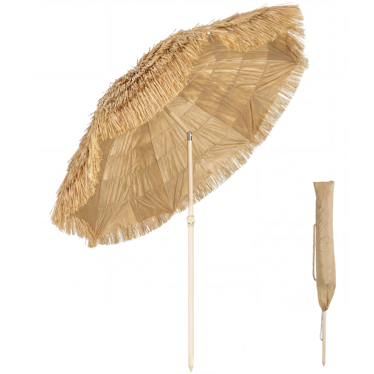 Outsunny Hawaiian Style Tiki Patio Umbrella With Carry Bag
