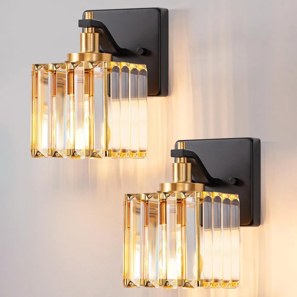Modern Crystal Wall Sconces Set Of 2 Bathroom Vanity Light