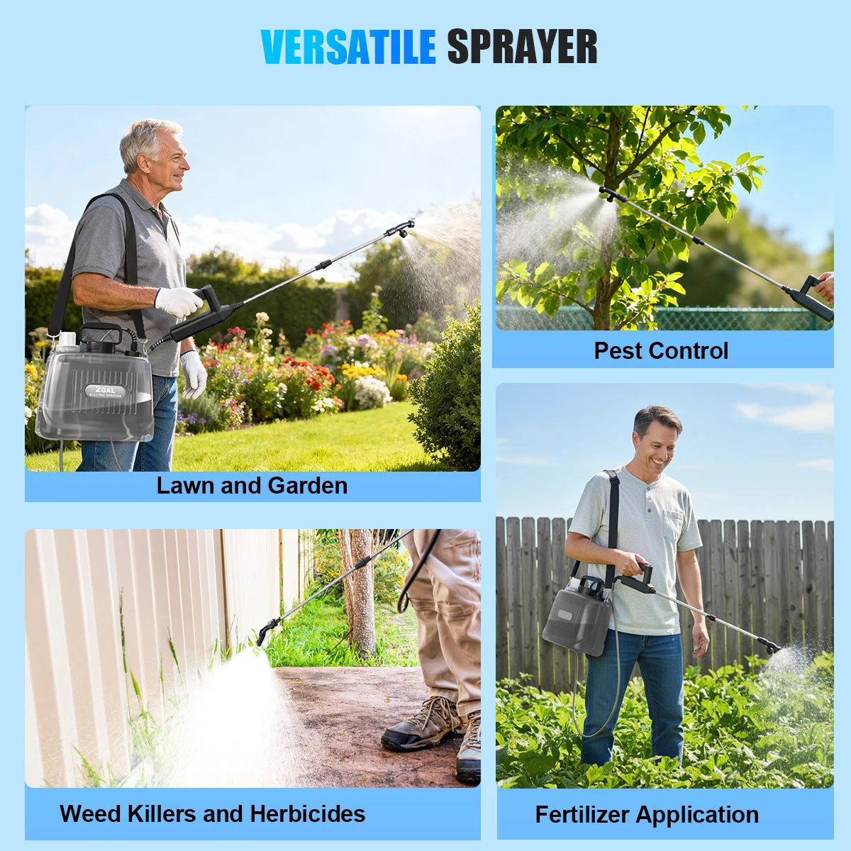 Battery Powered Electric Garden Sprayer With Adjustable Pressure Levels