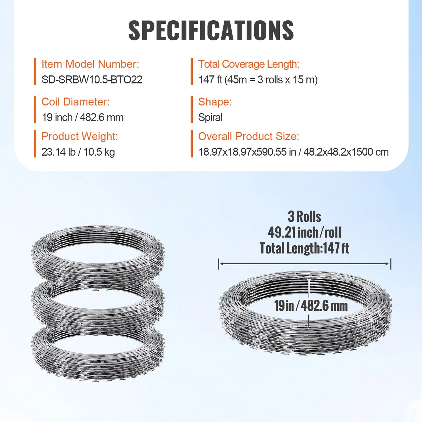 SucceBuy Double Spiral Razor Wire Galvanized Security Fencing Roll