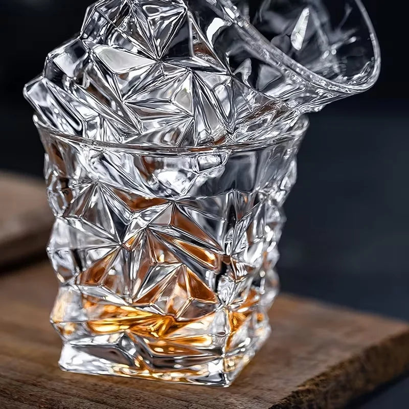 Elegant Diamond Pattern Whiskey Glasses For Bourbon Scotch And Cocktails