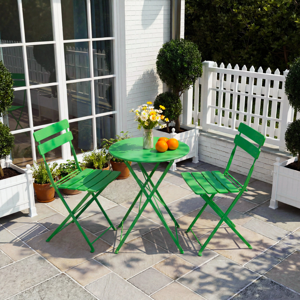 TUAREX Folding Steel Bistro Set For Outdoor Patio Furniture
