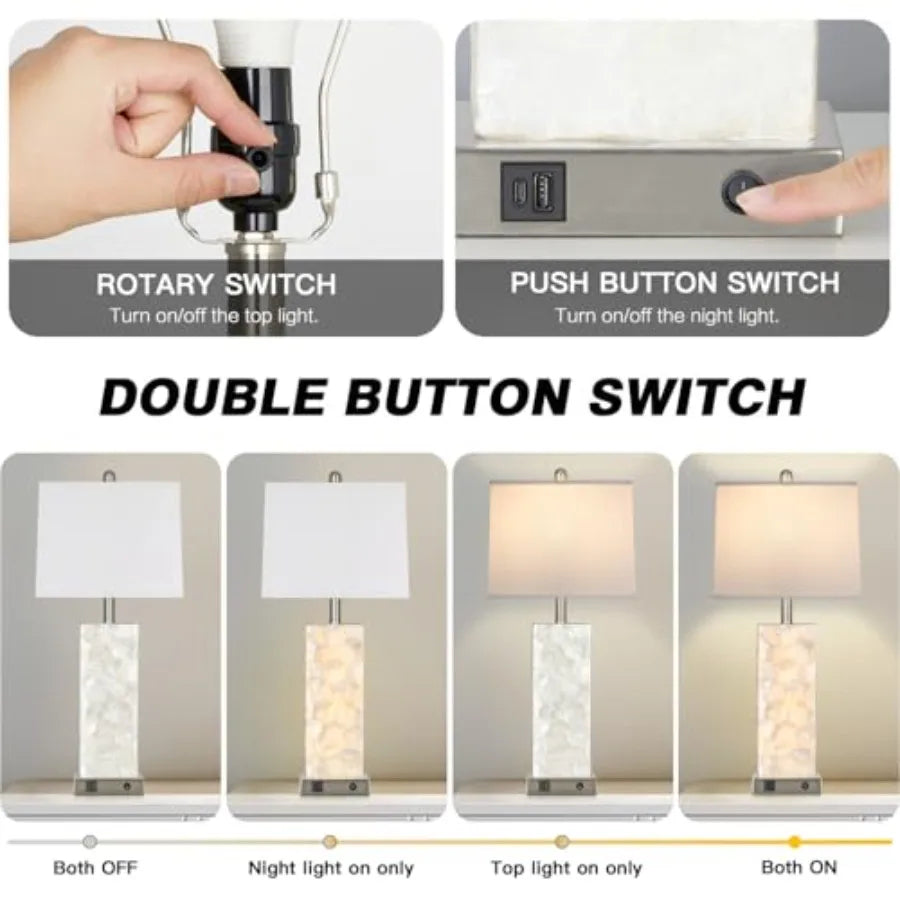 Coastal Sea Shell Table Lamp With Usb Charging Port