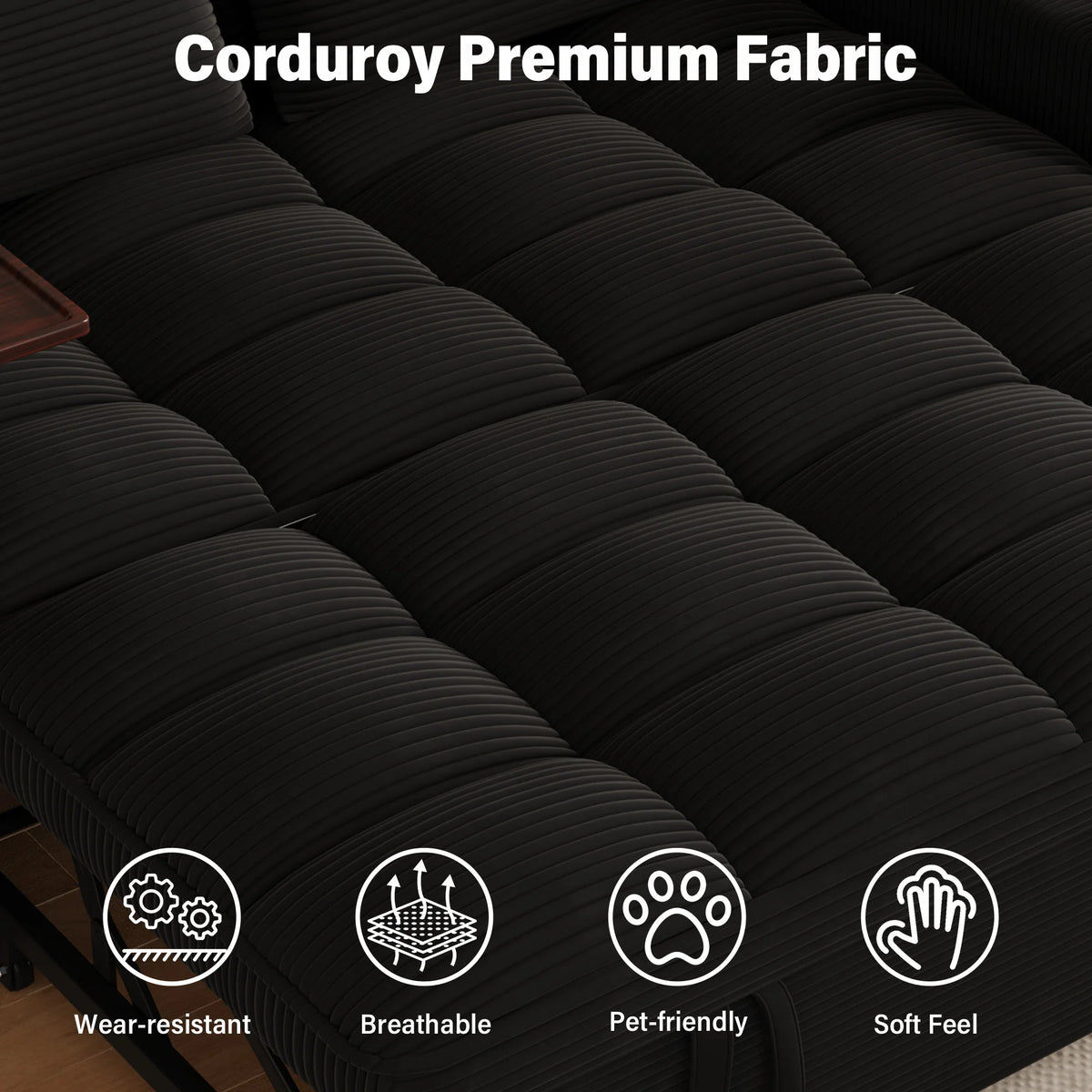Folding Convertible Sofa Bed With Swivel Table And Usb Charging