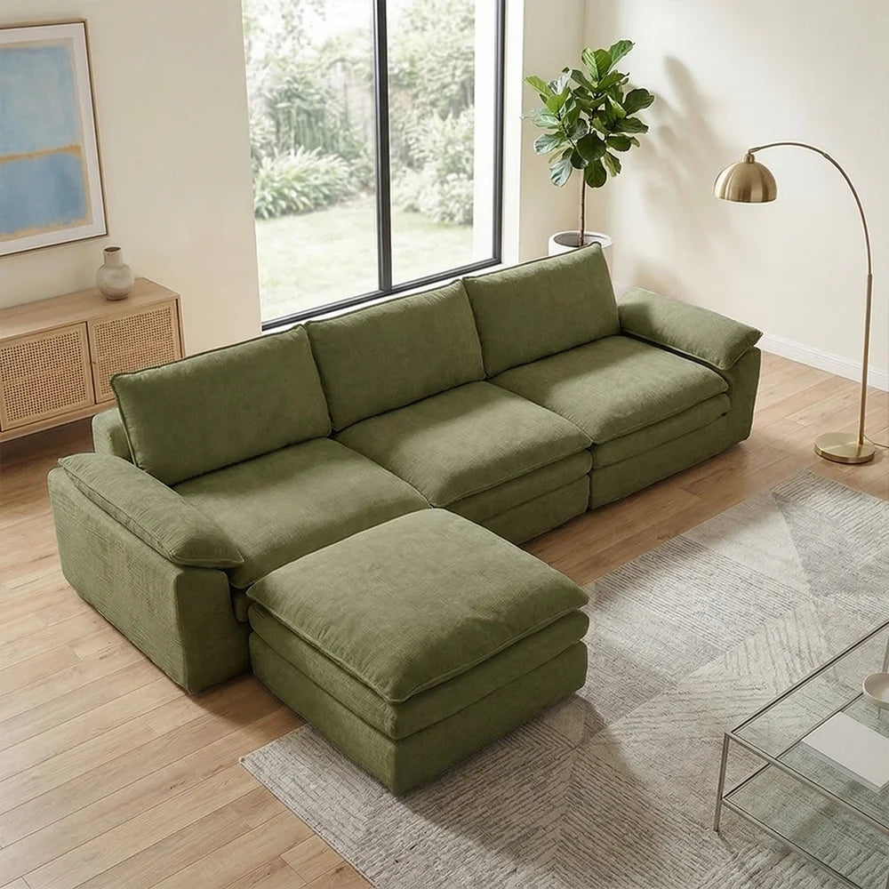 Modern Cloud Modular Sofa Set With Integrated Plush Foam Pillows