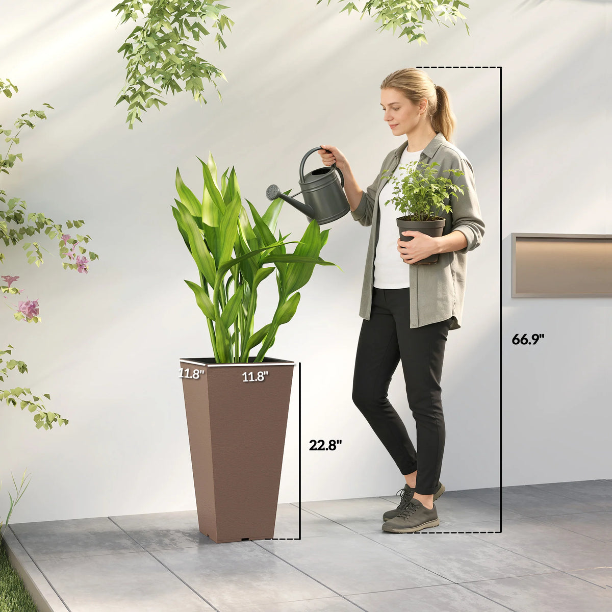 Outsunny Tapered Outdoor Planters Set For Welcoming Entryways