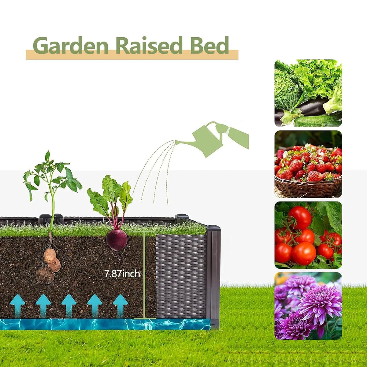 HiMISS Self Watering Raised Garden Bed Planter Box