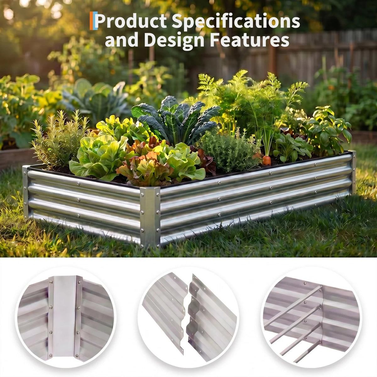 2 Pack 6x3 Ft Galvanized Steel Raised Garden Bed, Outdoor Above Ground Planter Box for Vegetables and Flowers, Metal Raised Bed for Gardening