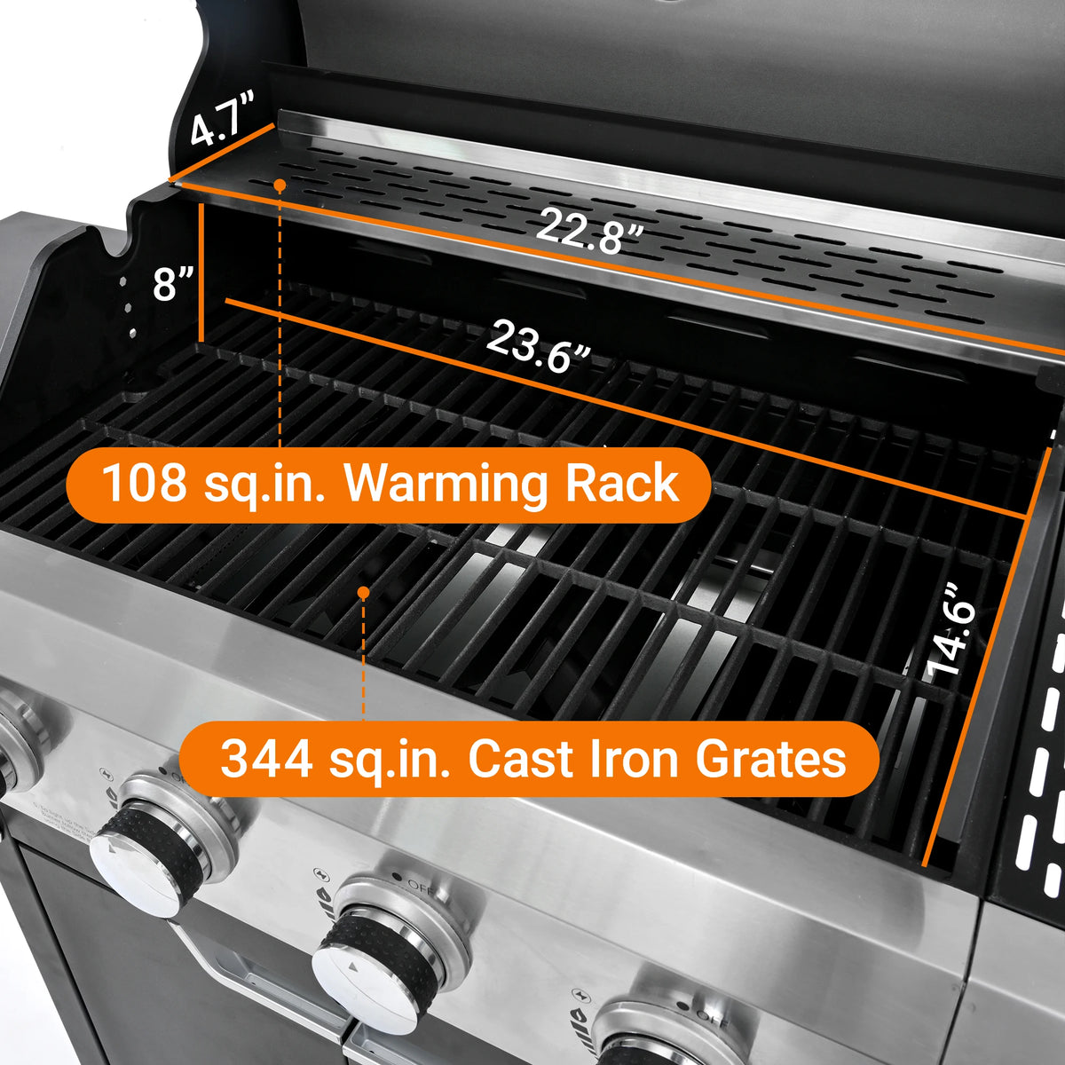 Four Burner Stainless Steel Propane Gas Grill With Side Burner