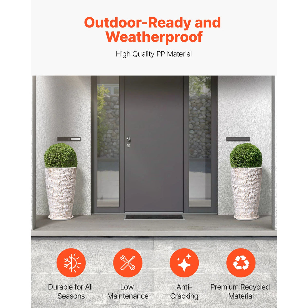 VEVOR Two Tall Outdoor Planters for Patio Porch and Garden