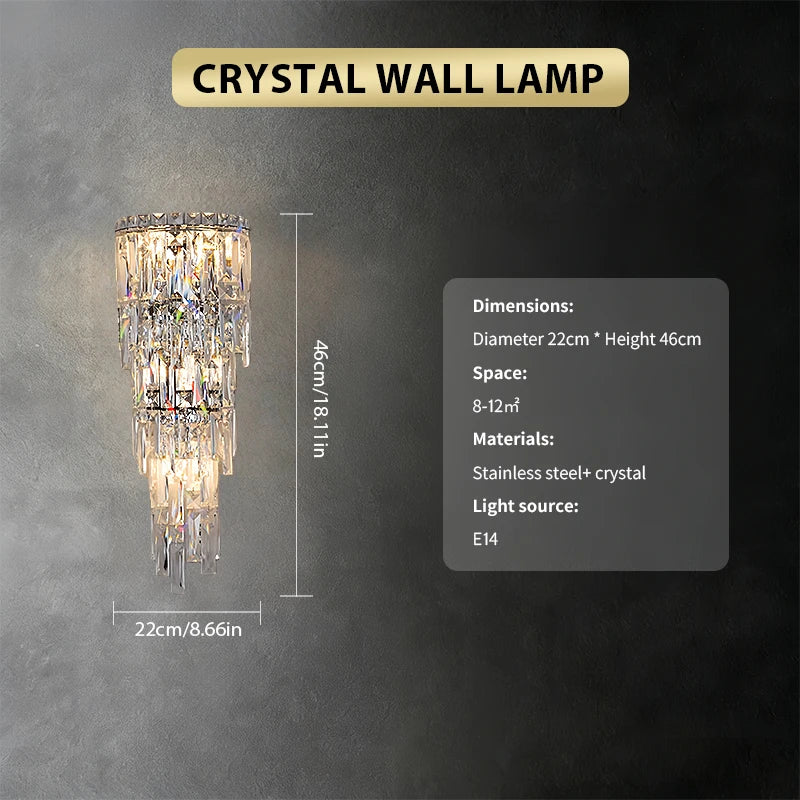 Modern Crystal Wall Light For Bedroom Hallway And Dining Areas