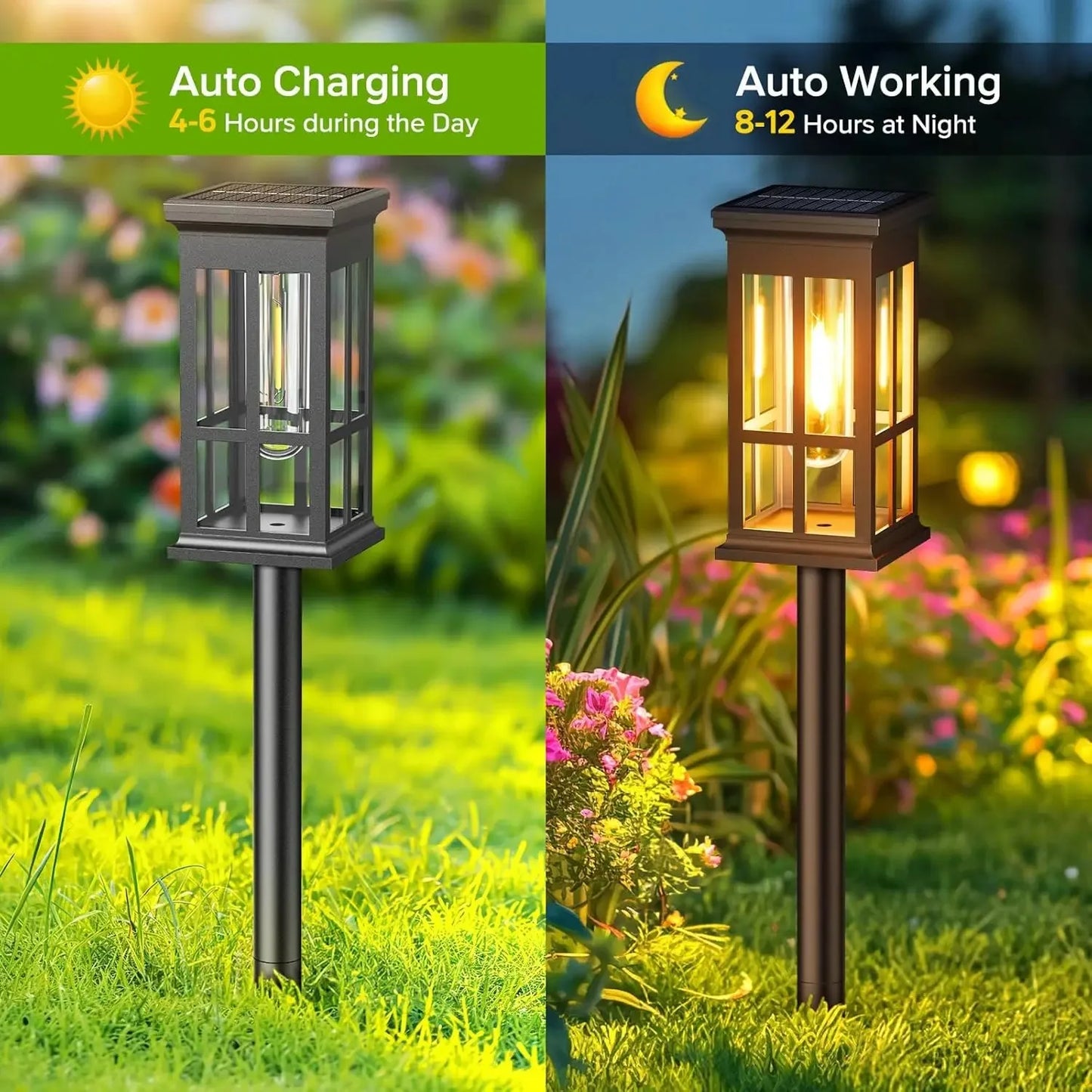 Solar LED Path Lights Outdoor Waterproof Landscape Garden Walkways