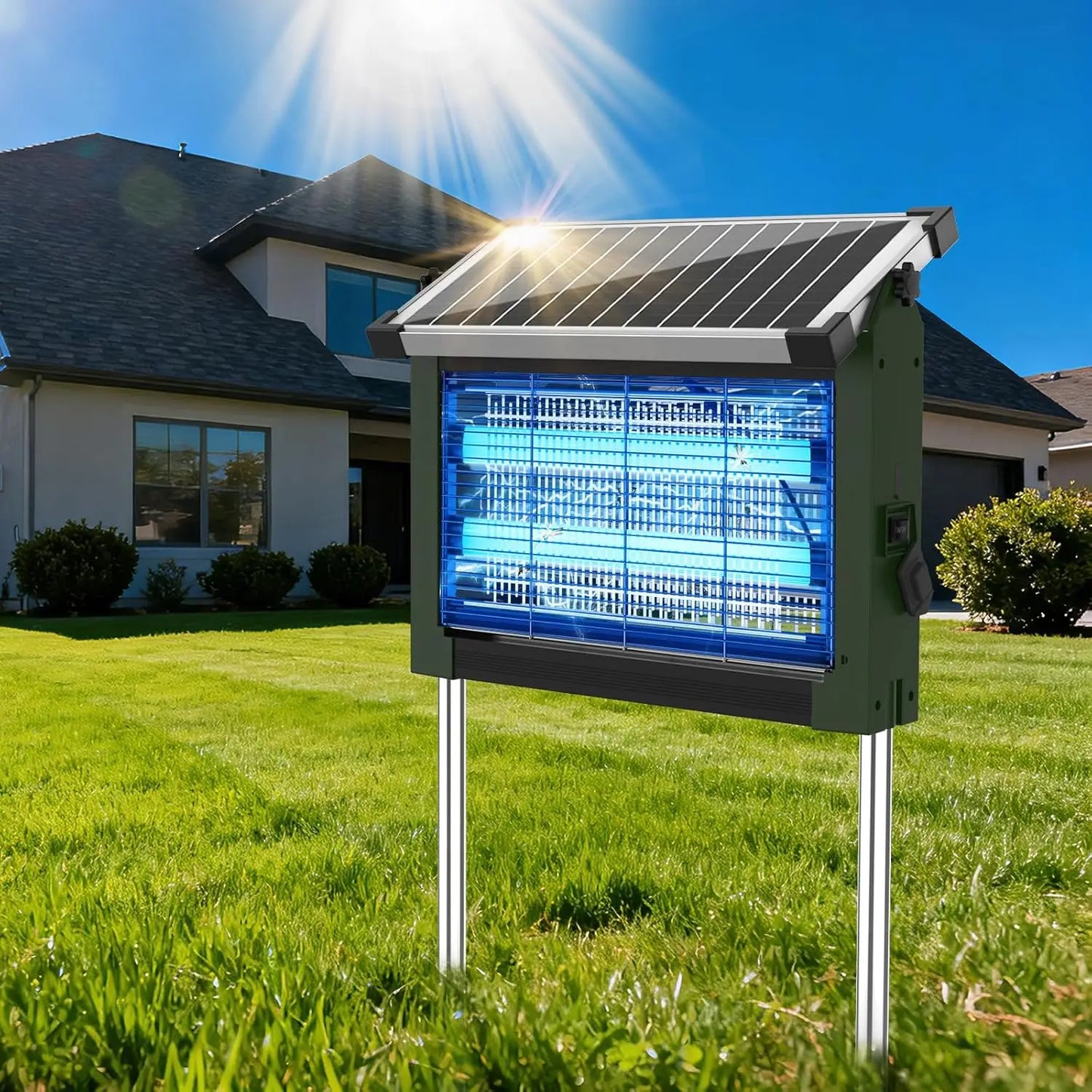 Solar Powered Outdoor Mosquito Zapper With Waterproof Shell