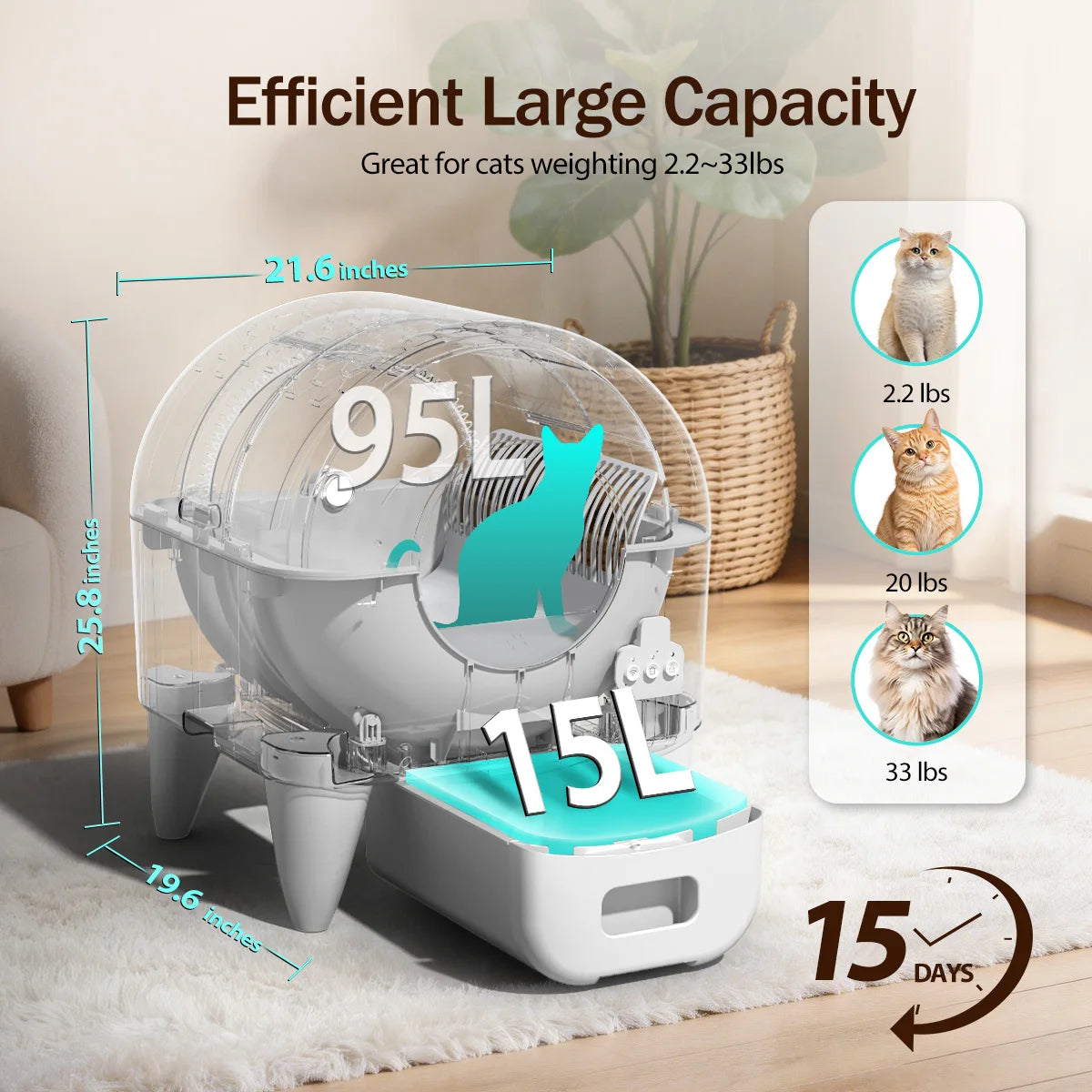 Automatic Smart Cat Litter Box Self Cleaning Fully Enclosed