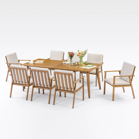 SeeHill Outdoor Aluminum Patio Dining Set With Umbrella Base