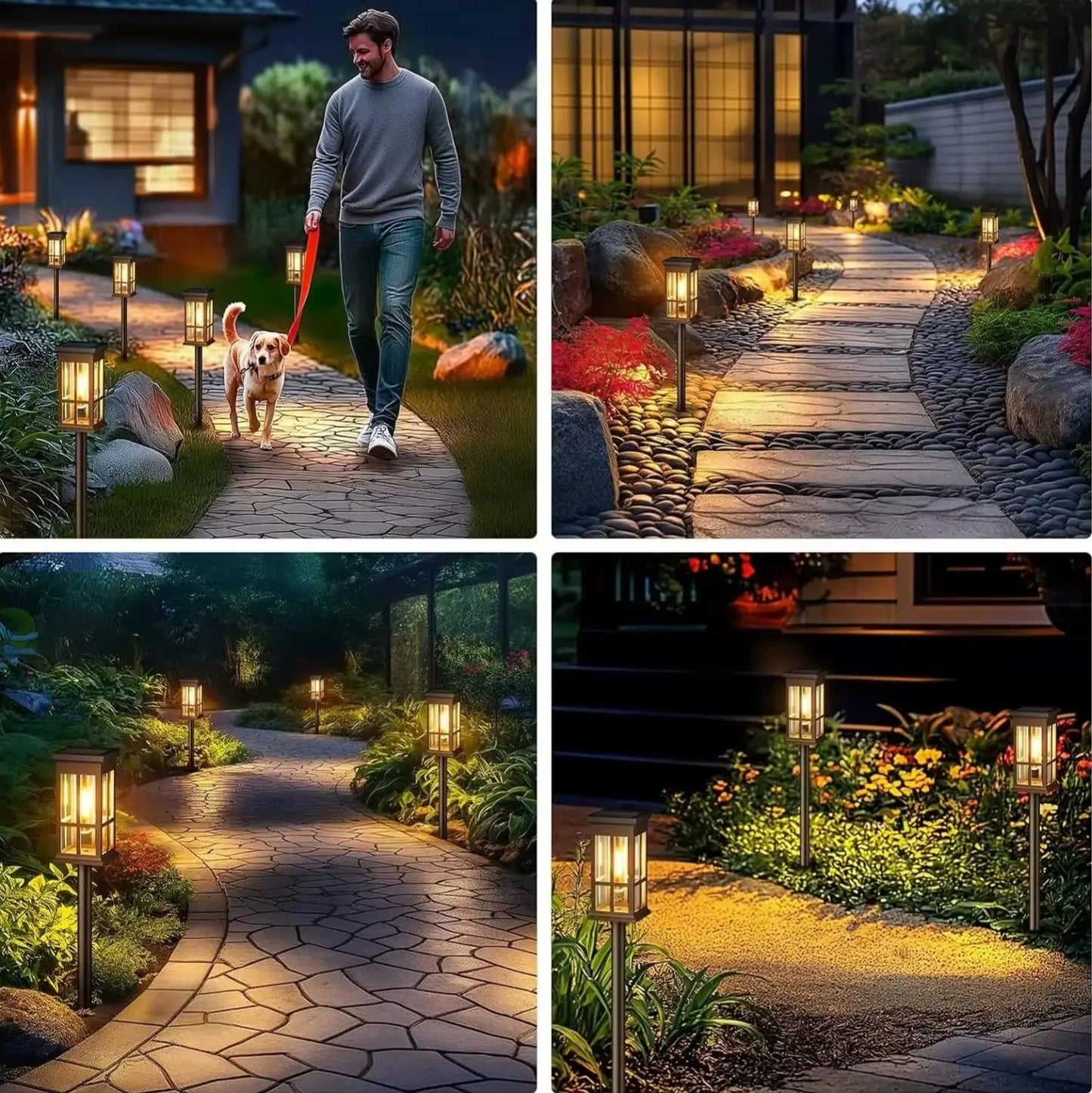 Solar LED Path Lights Outdoor Waterproof Landscape Garden Walkways
