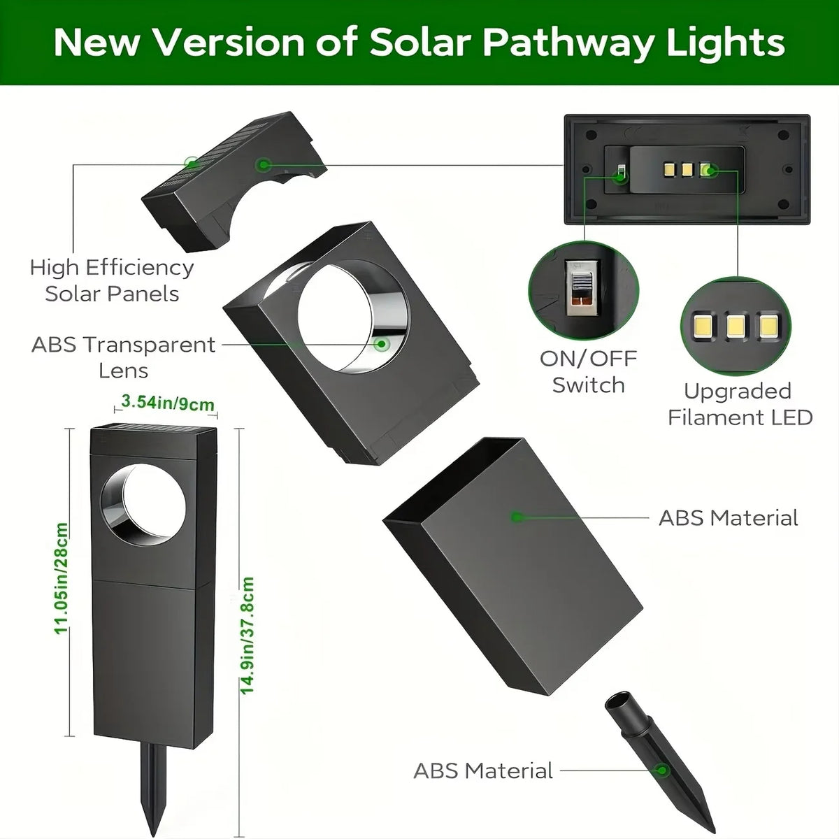 Solar Pathway Lights Outdoor Waterproof LED Garden Yard Lighting