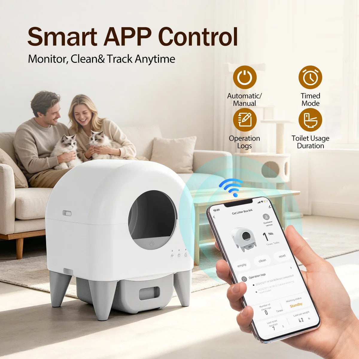 Automatic Smart Cat Litter Box Self Cleaning Fully Enclosed