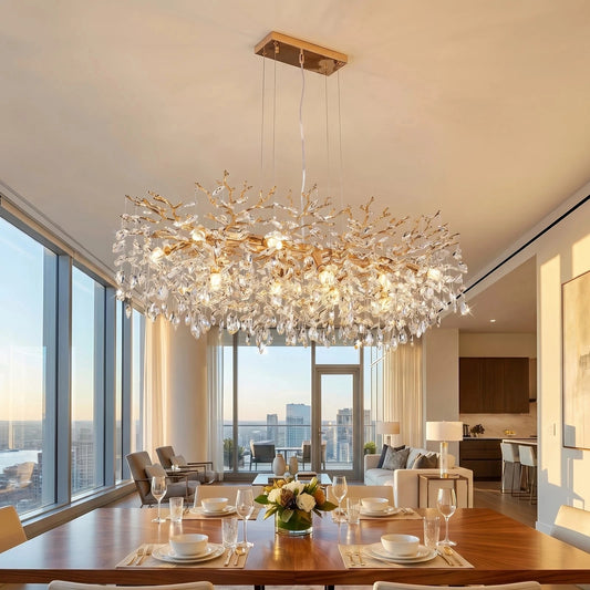 ARLGSITE Adjustable Tree Crystal Chandelier E12 Lampholder