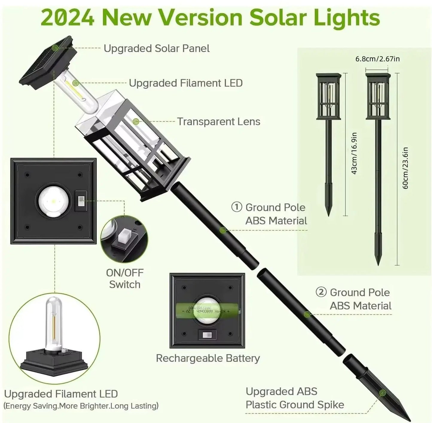 Solar LED Path Lights Outdoor Waterproof Landscape Garden Walkways