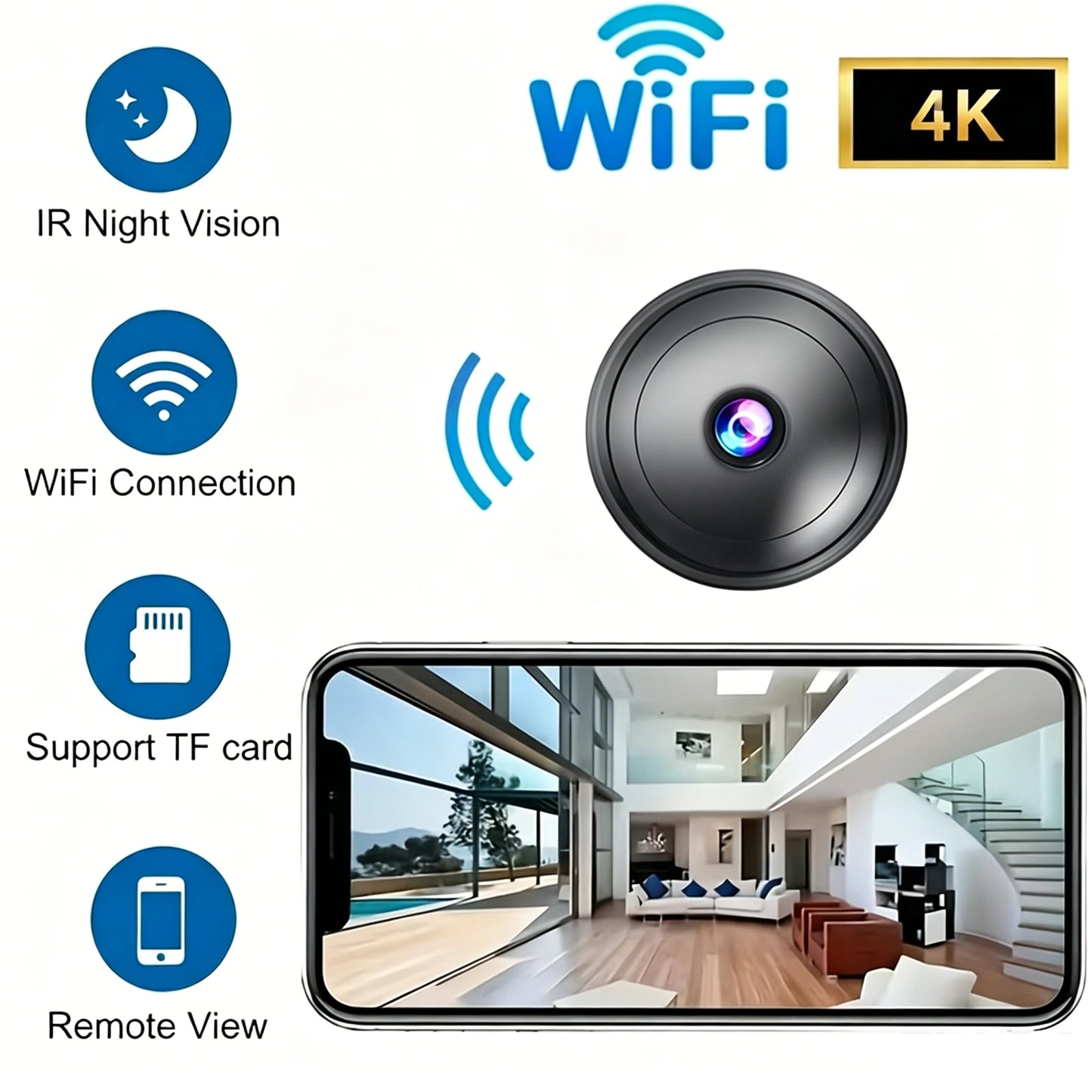 Wireless Mini Security Camera With 1080p Night Vision And Motion