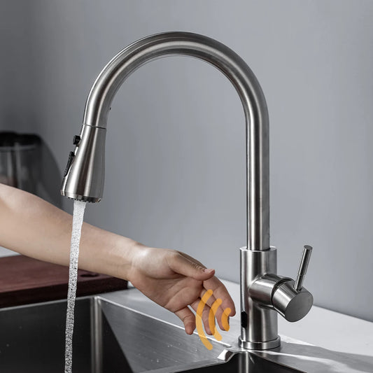 DQOK Touchless Kitchen Faucet With Infrared Sensor And Pull Out