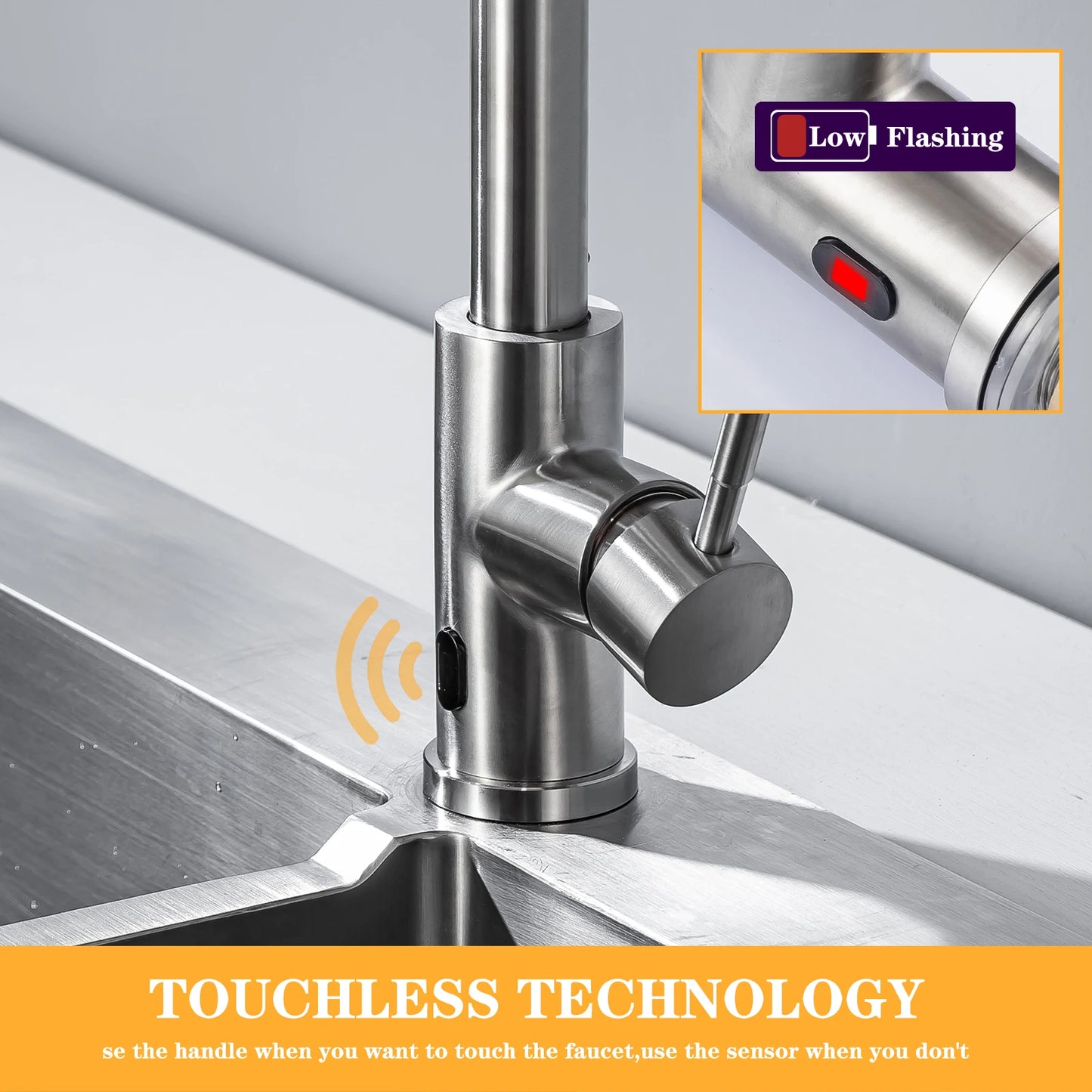 DQOK Touchless Kitchen Faucet With Infrared Sensor And Pull Out