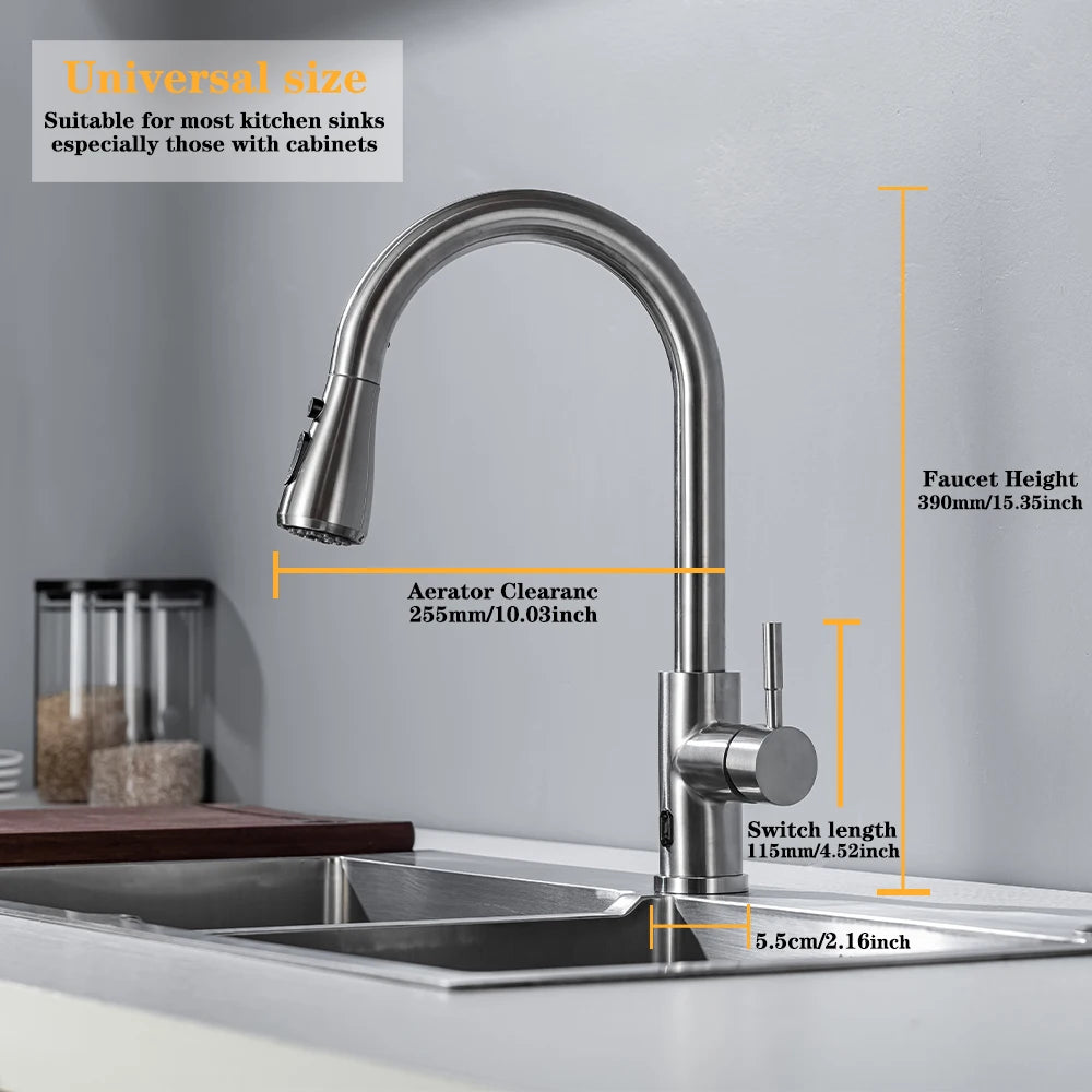 DQOK Touchless Kitchen Faucet With Infrared Sensor And Pull Out