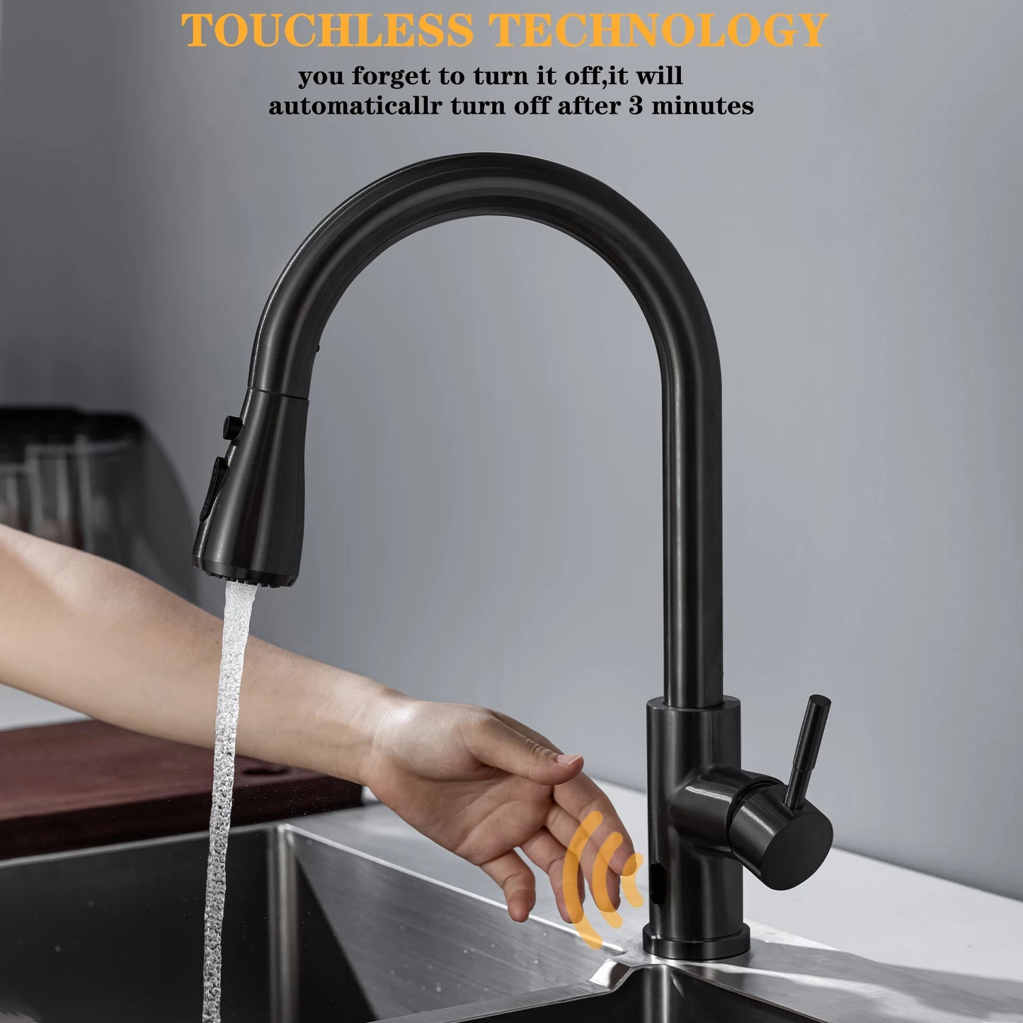 DQOK Touchless Kitchen Faucet With Infrared Sensor And Pull Out