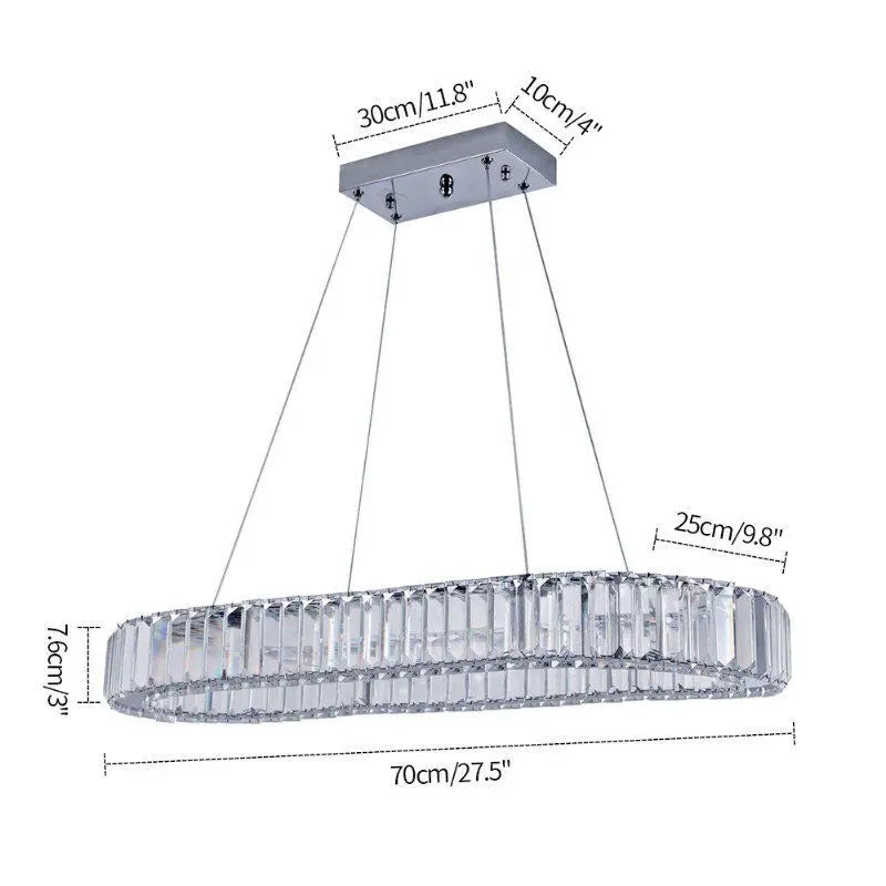 GreeLustr Modern K9 Crystal Oval Ring LED Pendant Light