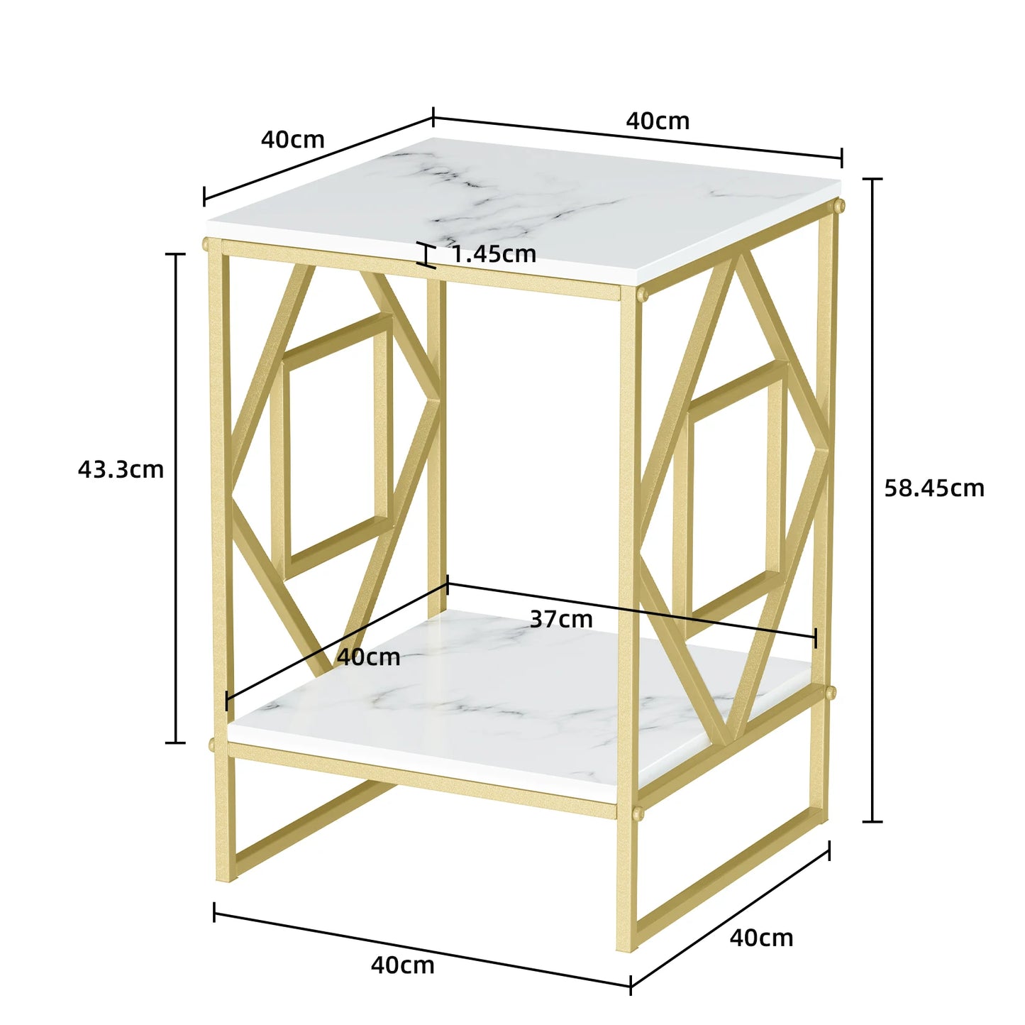 Wisfor Modern Marble Side Table With Elegant Gold Metal Frame