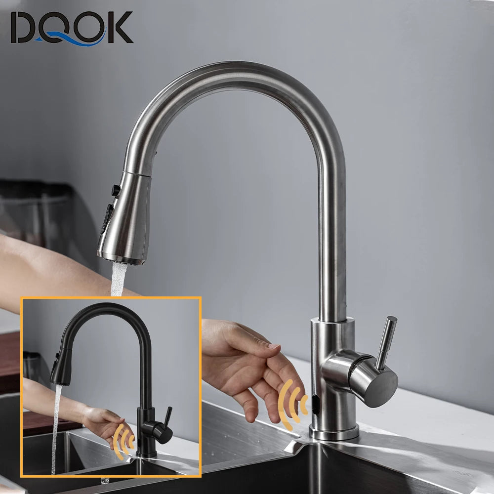 DQOK Touchless Kitchen Faucet With Infrared Sensor And Pull Out