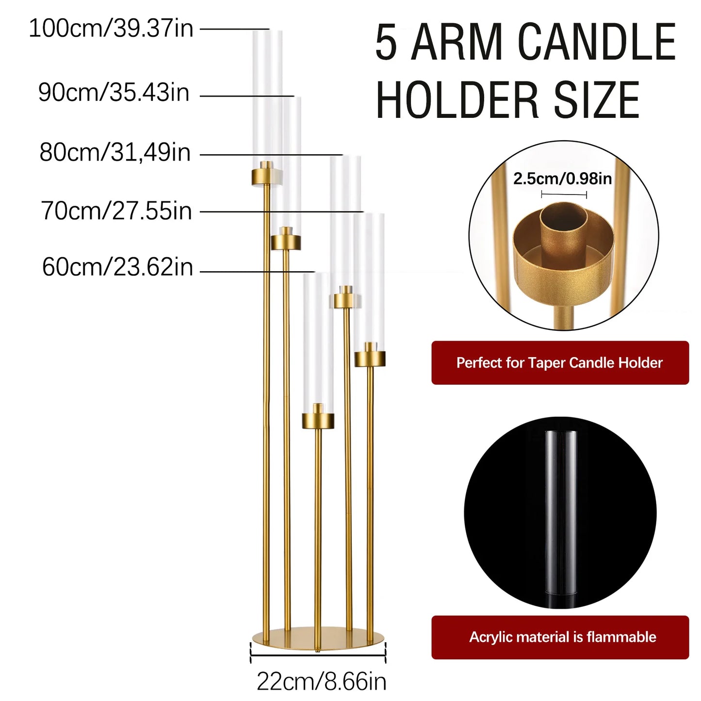 Vincigant Floor Candelabra With Acrylic Shade Wedding Decoration