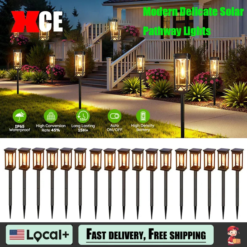FAMCDC Outdoor Automatic Solar LED Garden Pathway Lights